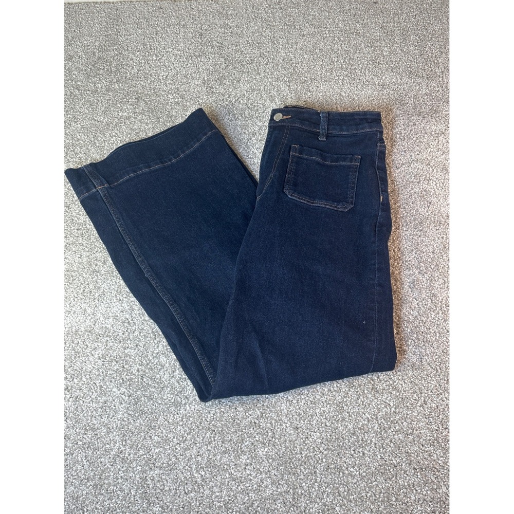 H&M Divided Women's High Waisted Wide Leg Jeans Dark Wash Denim Size 6